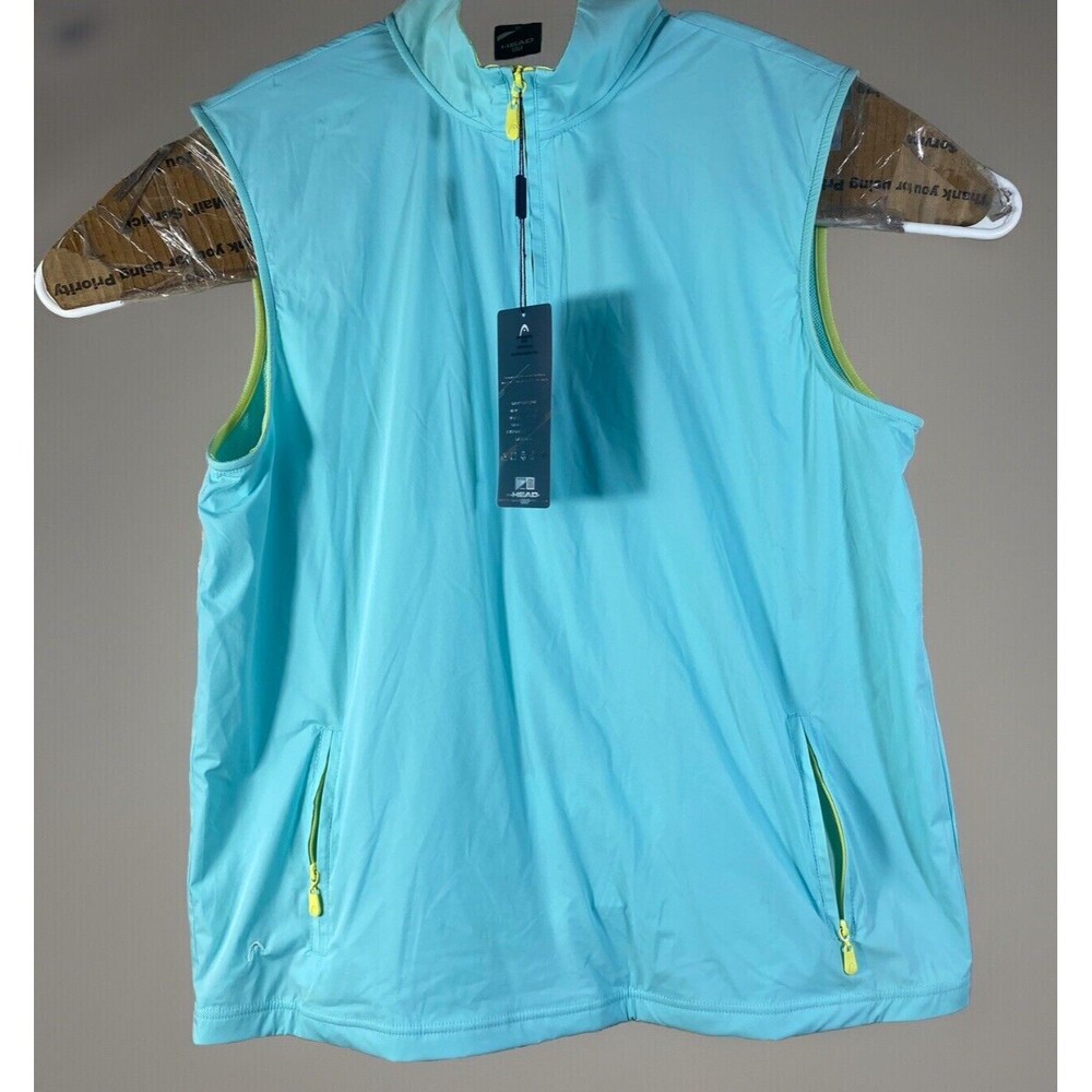 Head Golf Windbreaker Antonio Vest  Mens Medium 1/4 ZIp Aqua UV Protect